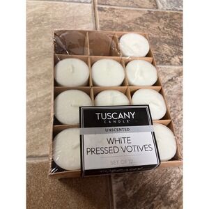Tuscany Candle Unscented White Pressed Votives Set of 12 Item 56162 New